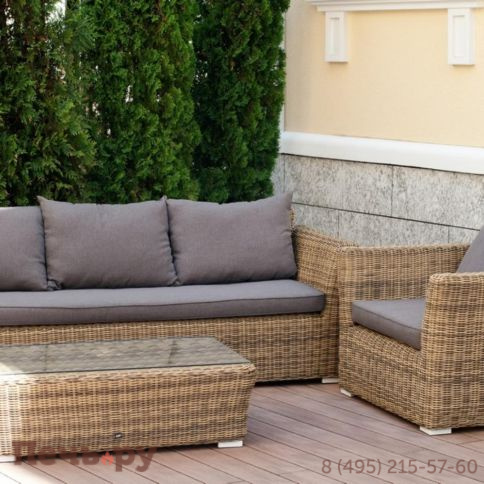 Капучино 4SiS журнальный столик из искусственного ротанга, цвет соломенный фото 3