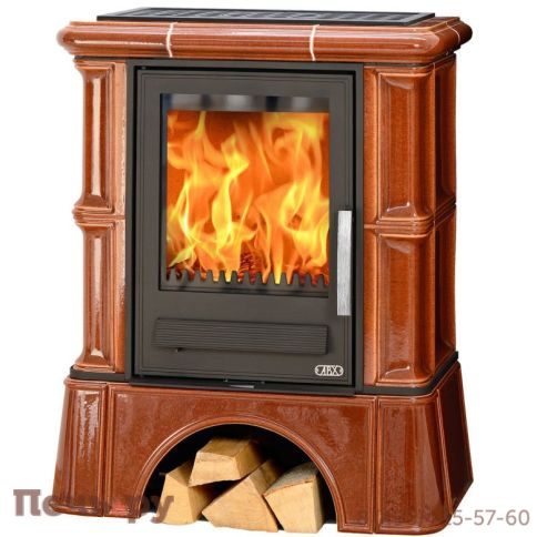 Керамическая печь камин ABX Bavaria LI, с чугунной топкой, с кафельным цоколем фото 2