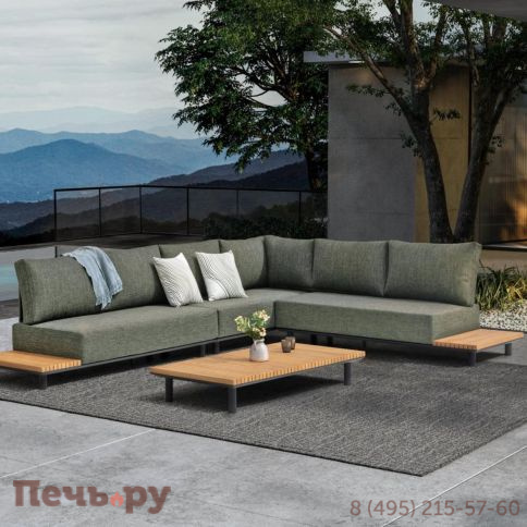 Комплект лаунж мебели Brafritid Goteborg, антрацит/натуральный, алюминий/тик фото 2