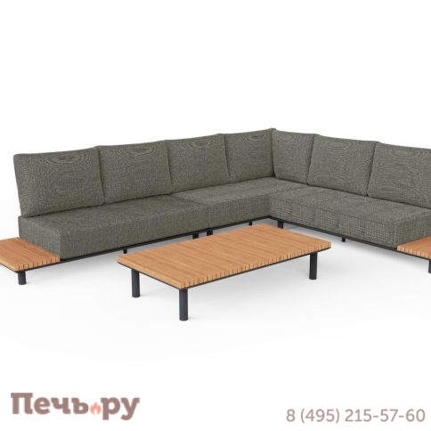 Комплект лаунж мебели Brafritid Goteborg, антрацит/натуральный, алюминий/тик фото 4