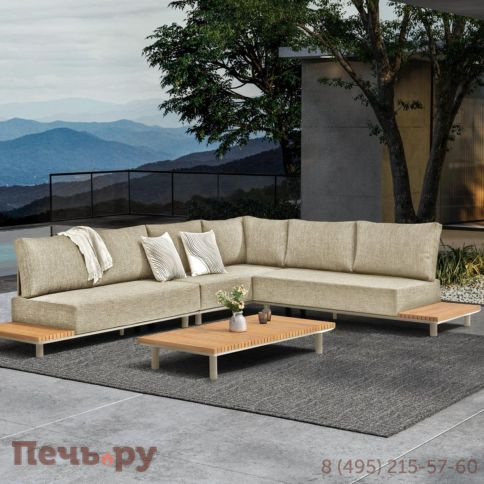 Комплект лаунж мебели Brafritid Goteborg, бежевый/натуральный, алюминий/тик фото 2