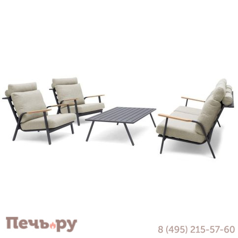 Комплект лаунж мебели Brafritid Malmo с 3-х местным диваном, антрацит/светло-серый, алюминий фото