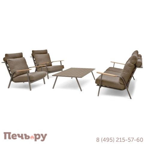 Комплект лаунж мебели Brafritid Malmo с 3-х местным диваном, коричневый/коричневый, алюминий фото