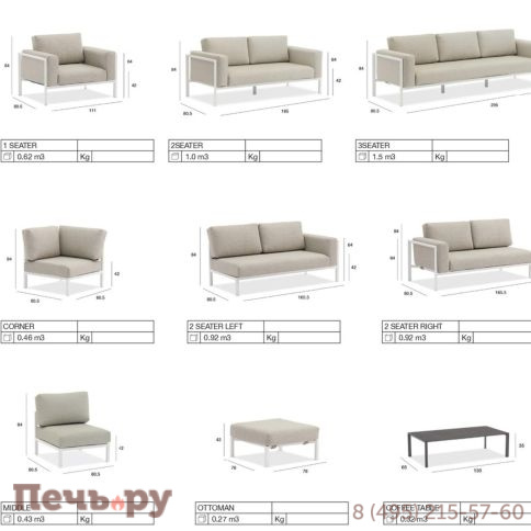 Комплект лаунж мебели Brafritid Stockholm антрацит/серый, алюминий фото 11