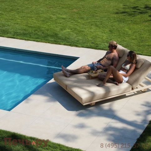 Комплект лежаков Brafritid Gotland бежевый, алюминий/тик фото 6