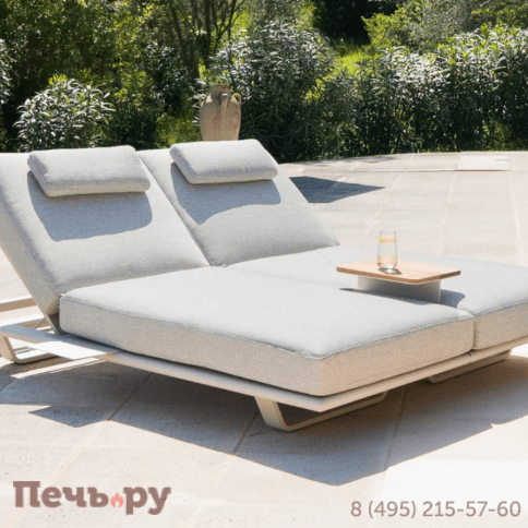 Комплект лежаков Brafritid Gotland бежевый, алюминий/тик фото 7