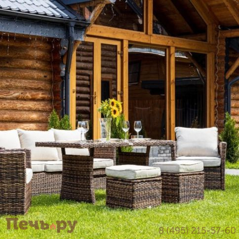 Комплект мебели Royal Family Zoya из искусственного ротанга коричневого цвета фото 3