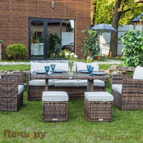 Комплект мебели Royal Family Zoya из искусственного ротанга коричневого цвета фото 8