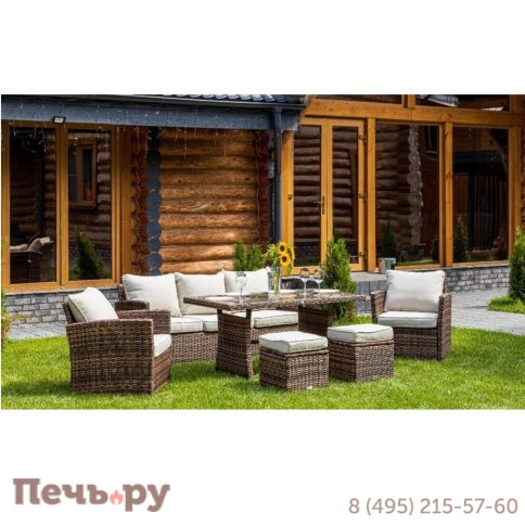 Комплект мебели Royal Family Zoya из искусственного ротанга коричневого цвета фото