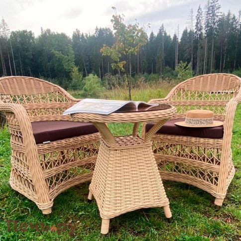 Комплект плетеной мебели Gardeck Мokka Loreto (стол кофейный круглый, 2 кресла), Бежевый фото 2