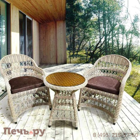 Комплект плетеной мебели Gardeck Мokka Loreto (стол кофейный круглый, 2 кресла), Бежевый фото 5