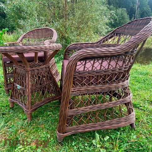 Комплект плетеной мебели Gardeck Мokka Loreto (стол кофейный круглый, 2 кресла), Бронзовый фото 3