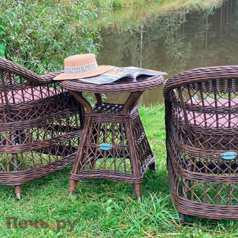 Комплект плетеной мебели Gardeck Мokka Loreto (стол кофейный круглый, 2 кресла), Бронзовый фото 5