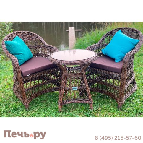 Комплект плетеной мебели Gardeck Мokka Loreto (стол кофейный круглый, 2 кресла), Бронзовый фото