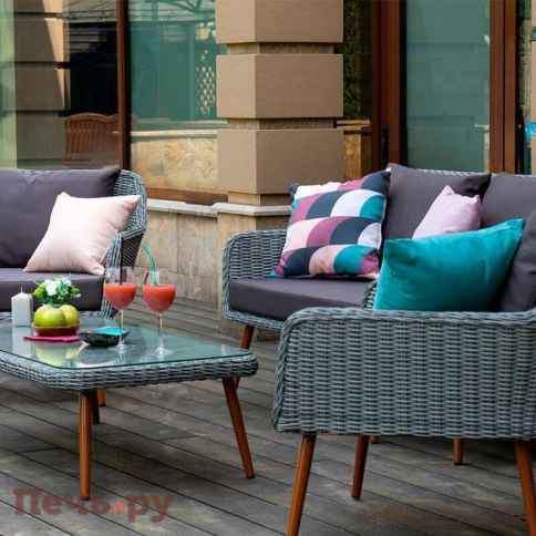 Комплект плетеной мебели Gardeck Mokka Rimini (стол кофейный, 2 кресла, диван 2 х-местная) фото 2