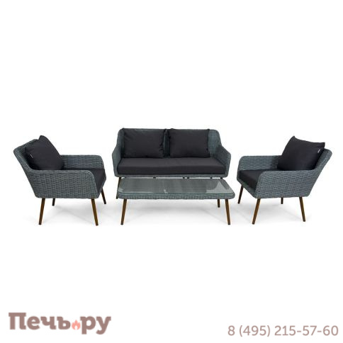 Комплект плетеной мебели Gardeck Mokka Rimini (стол кофейный, 2 кресла, диван 2 х-местная) фото