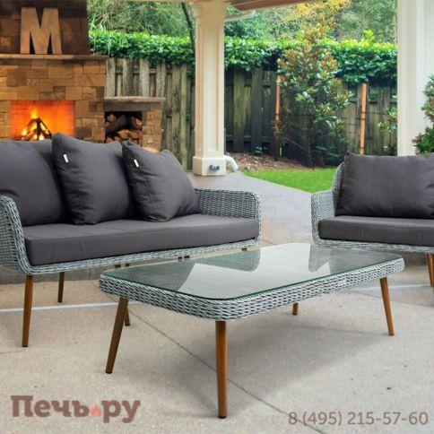 Комплект плетеной мебели Gardeck Mokka Rimini (стол кофейный, 2 кресла, диван 3 х-местный) фото 2