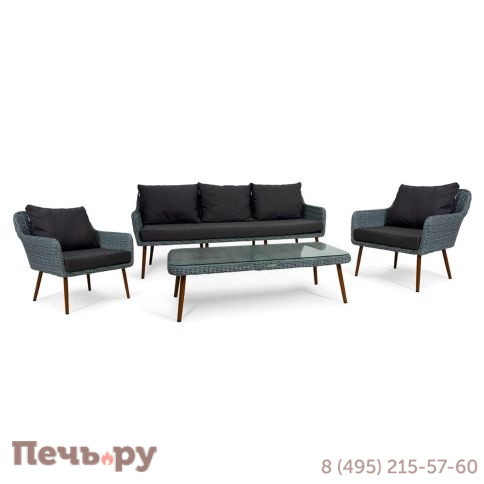 Комплект плетеной мебели Gardeck Mokka Rimini (стол кофейный, 2 кресла, диван 3 х-местный) фото