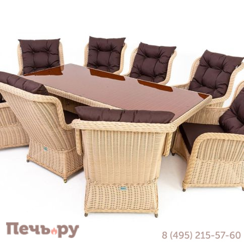 Комплект плетеной мебели Gardeck Мokka San Marino (стол обеденный, 8 кресел), Бежевый фото 2