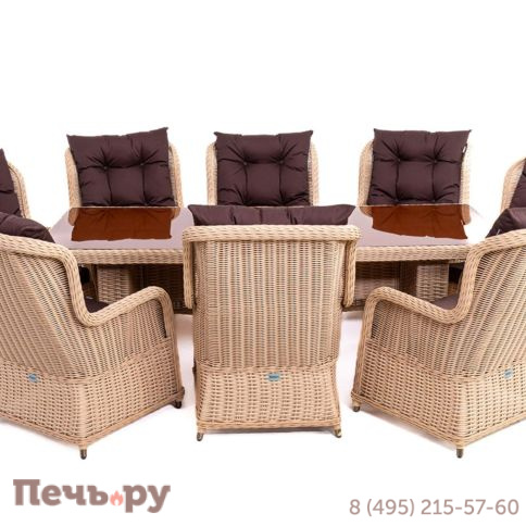 Комплект плетеной мебели Gardeck Мokka San Marino (стол обеденный, 8 кресел), Бежевый фото 3