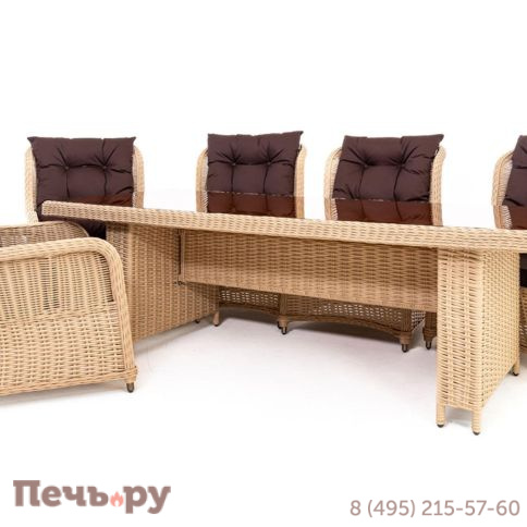 Комплект плетеной мебели Gardeck Мokka San Marino (стол обеденный, 8 кресел), Бежевый фото 4