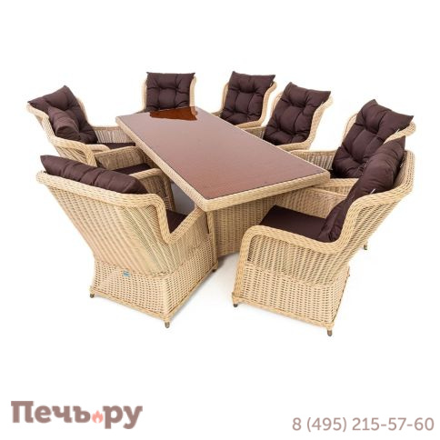 Комплект плетеной мебели Gardeck Мokka San Marino (стол обеденный, 8 кресел), Бежевый фото