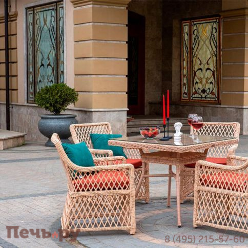 Комплект плетеной мебели Gardeck Mokka Bella Family Mokka Villa Rosa (4 кресла) + 4 подушки фото 3