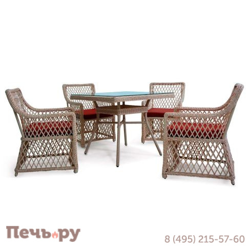 Комплект плетеной мебели Gardeck Mokka Bella Family Mokka Villa Rosa (4 кресла) + 4 подушки фото