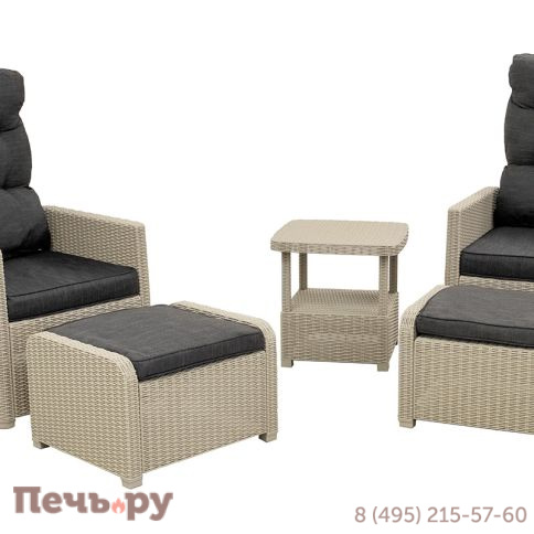 Комплект уличной мебели Gardeck B:Rattan MANCHESTER OTTO SET 2, цвет серый фото