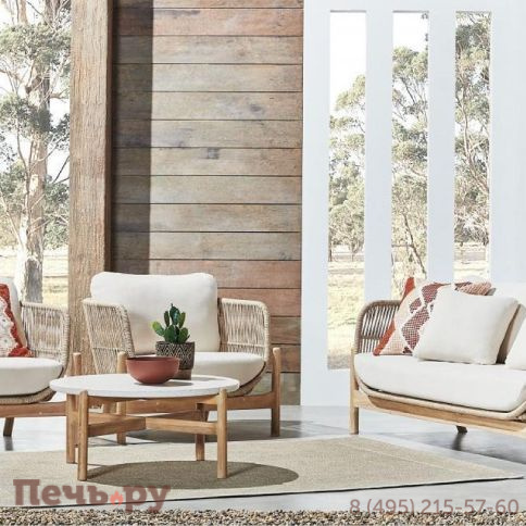 Кресло деревянное плетеное с подушками Tagliamento Talara фото 2