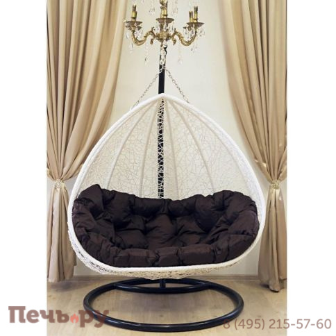 Кресло двухместное подвесное плетеное с подушкой ReeHouse Vick фото