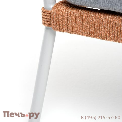 Кресло плетеное из роупа 4SiS Диего, каркас алюминий светло-серый (RAL7035) муар, роуп оранжевый меланж круглый, ткань светло-серая фото 11