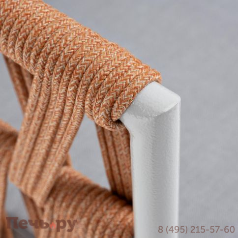 Кресло плетеное из роупа 4SiS Диего, каркас алюминий светло-серый (RAL7035) муар, роуп оранжевый меланж круглый, ткань светло-серая фото 4