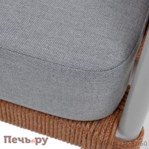 Кресло плетеное из роупа 4SiS Диего, каркас алюминий светло-серый (RAL7035) муар, роуп оранжевый меланж круглый, ткань светло-серая фото 9