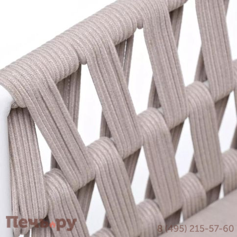 Кресло плетеное из роупа 4SiS Диего, основание дуб, каркас алюминий светло-серый (RAL7035) шагрень, роуп бежевый круглый, ткань бежевая 15052 фото 5