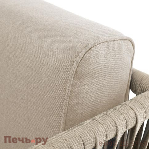 Кресло плетеное из роупа 4SiS Касабланка, основание дуб, роуп серо-коричневый 23мм, ткань серая фото 9