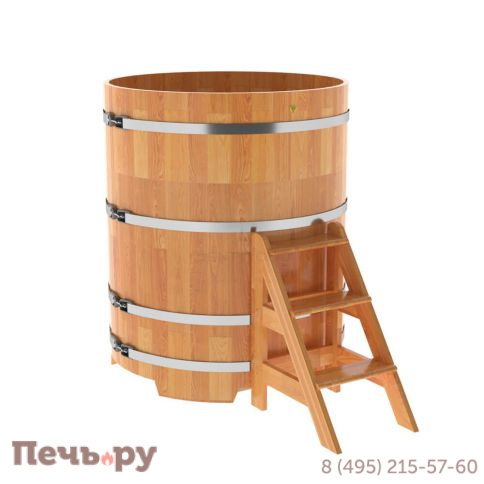 Купель BentWood круглая из сращенных ламелей лиственницы, d=1.17 м,  толщина стенок - 2,8 см фото 8
