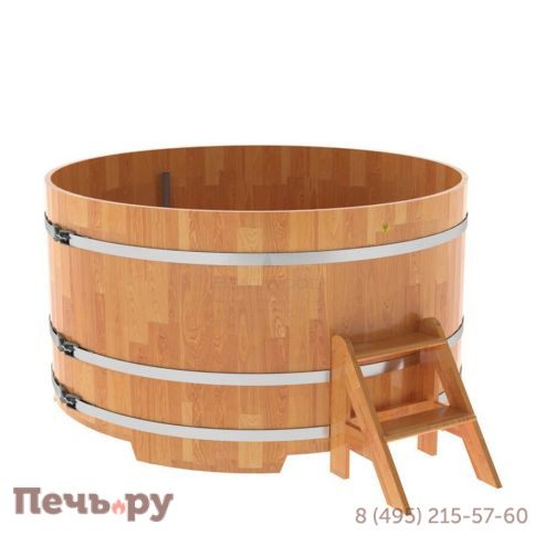 Купель BentWood круглая из сращенных ламелей лиственницы, d=1.8 м,  толщина стенок - 2,8 см фото