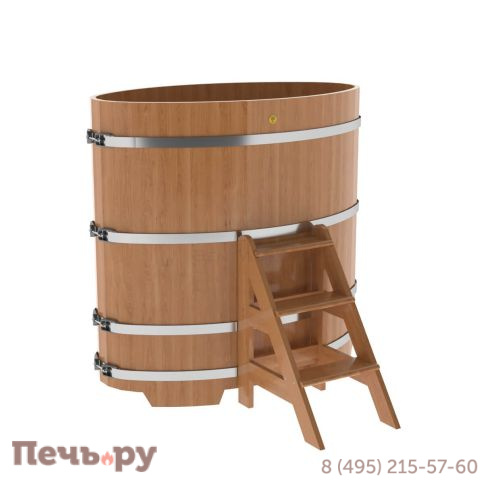 Купель BentWood овальная из дуба, 0,80Х1,42,  толщина стенок - 2,6 см фото 8