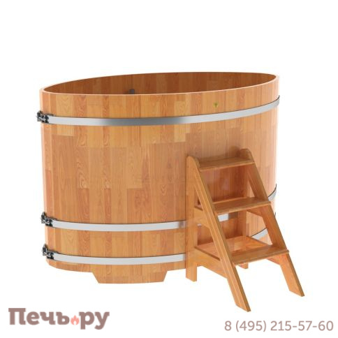 Купель BentWood овальная из сращенных ламелей лиственницы, 1,15Х1,83,  толщина стенок - 2,8 см фото 7