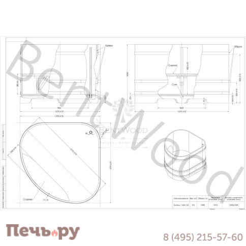 Купель BentWood угловая из лиственницы, 1,37Х1,37,  толщина стенок - 2,8 см фото 11