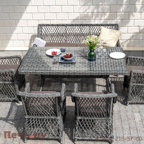 Латте 4SiS плетеный стол из искусственного ротанга 160х90см, цвет графит фото 2