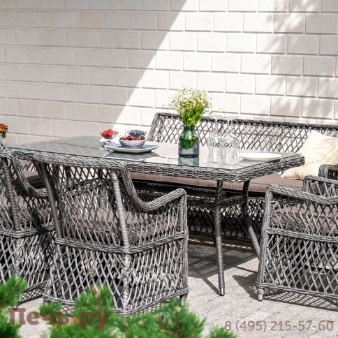 Латте 4SiS плетеный стол из искусственного ротанга 160х90см, цвет графит фото 8