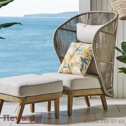 Лаунж-кресло плетеное с высокой спинкой Tagliamento Mali TAG/HUC39797/NAT фото 2
