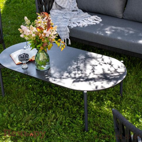 Лаунж-зона 4SiS Диего 4-местная плетеная из роупа (веревки), каркас алюминиевый темно-серый, роуп темно-серый фото 10