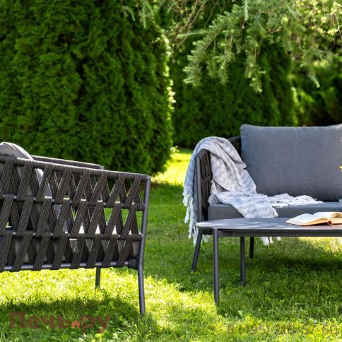 Лаунж-зона 4SiS Диего 4-местная плетеная из роупа (веревки), каркас алюминиевый темно-серый, роуп темно-серый фото 6