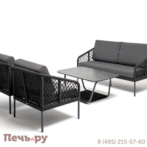 Лаунж-зона 4SiS Канны 4-местная из роупа узелкового плетения, каркас алюминий, роуп темно-серый фото 4