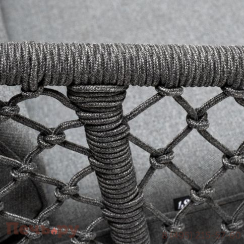 Лаунж-зона 4SiS Канны 4-местная из роупа узелкового плетения, каркас алюминий, роуп темно-серый фото 8