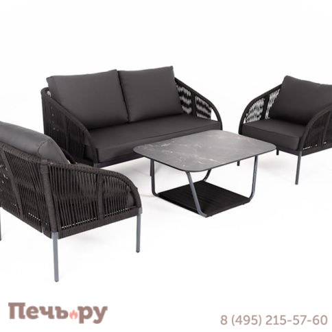 Лаунж-зона 4SiS Канны 4-местная плетеная из роупа (веревки), цвет темно-серый фото 11