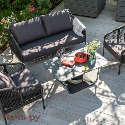 Лаунж-зона 4SiS Канны 4-местная плетеная из роупа (веревки), цвет темно-серый фото 7